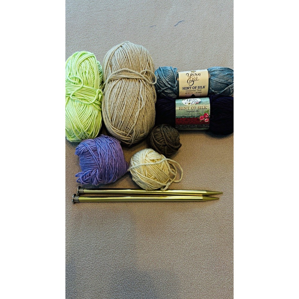 Yarn Bee Hint of Silk Yarn Lot Bamboo/Silk Worsted Weight Purple Green knit